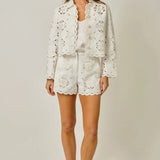 SCALLOP HEM EYELET JACKET