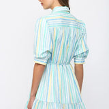 WATERCOLOR STRIPE PRINT MINI DRESS