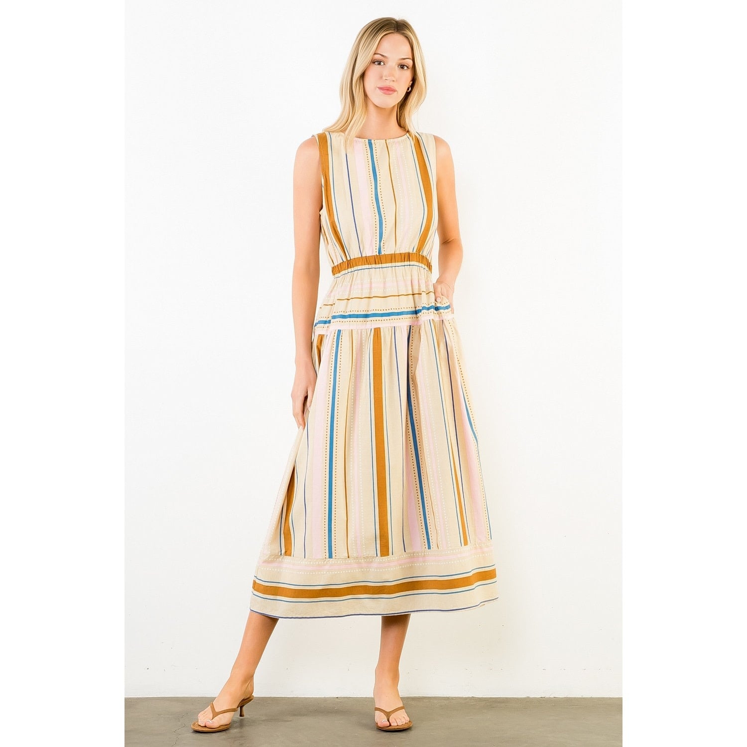 STRIPE MIDI DRESS