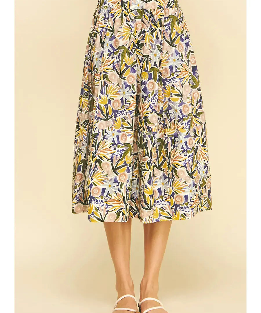 FLORAL PRINT A LINE SKIRT
