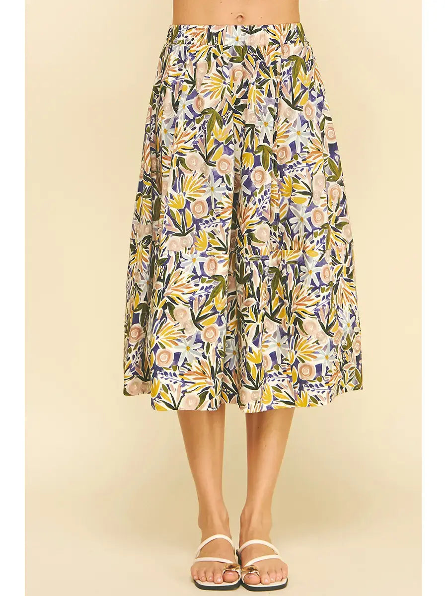 FLORAL PRINT A LINE SKIRT