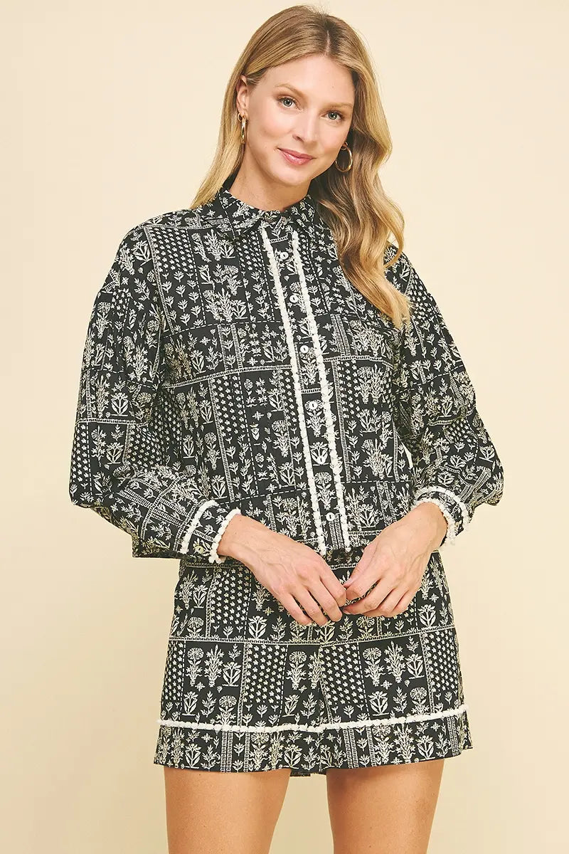 PRINT BUTTON DOWN AND SHORT SET