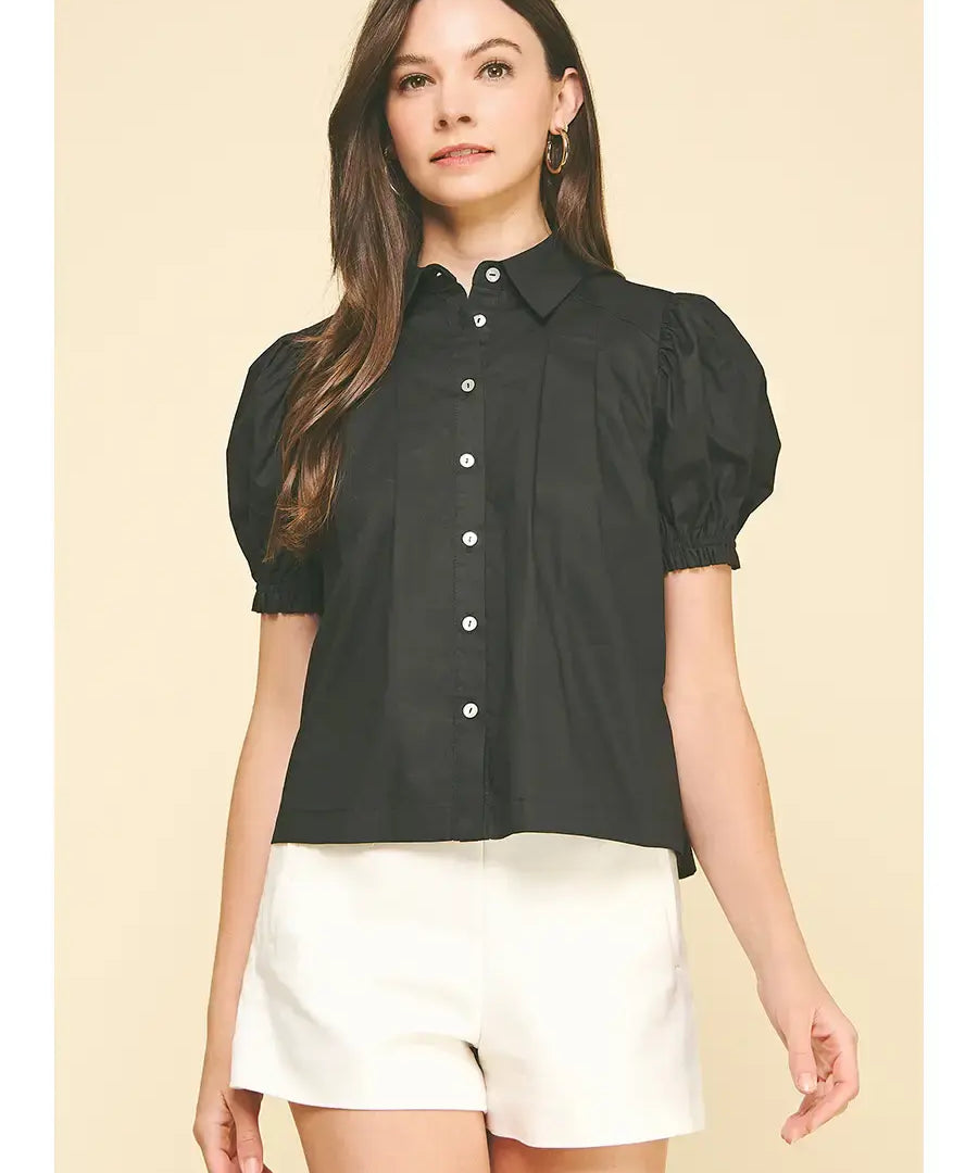 TUCKED DETAIL BUTTON DOWN BLOUSE