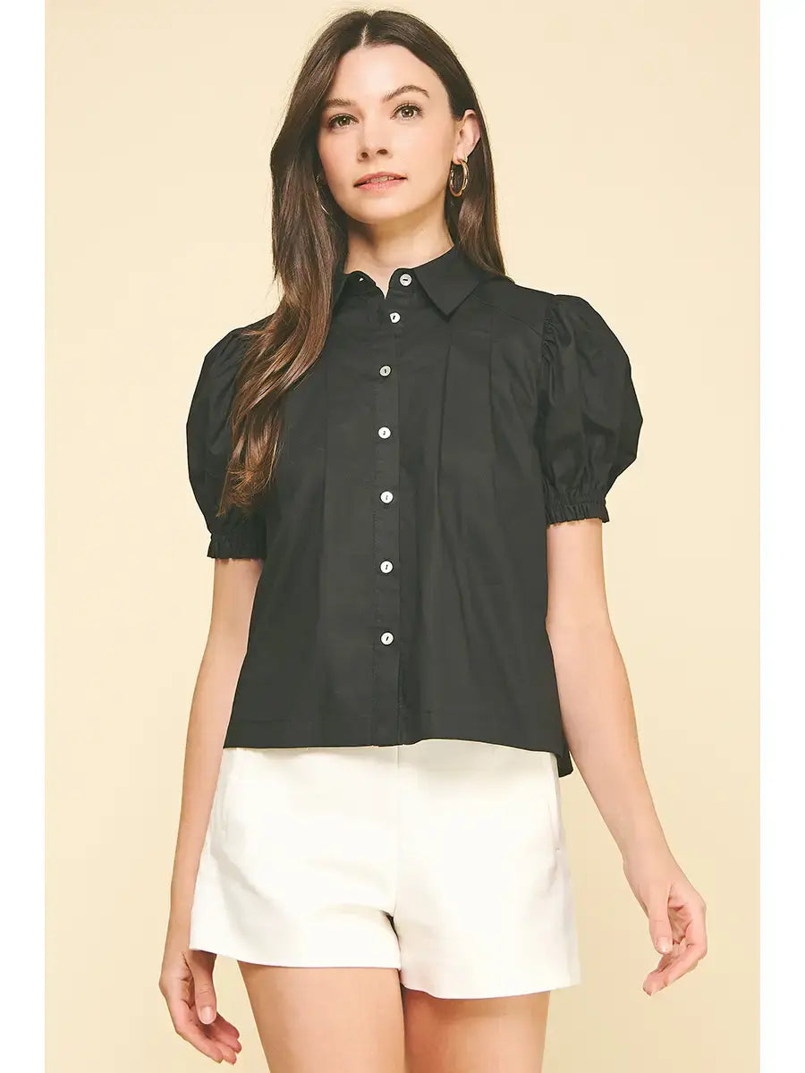 TUCKED DETAIL BUTTON DOWN BLOUSE