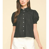 TUCKED DETAIL BUTTON DOWN BLOUSE