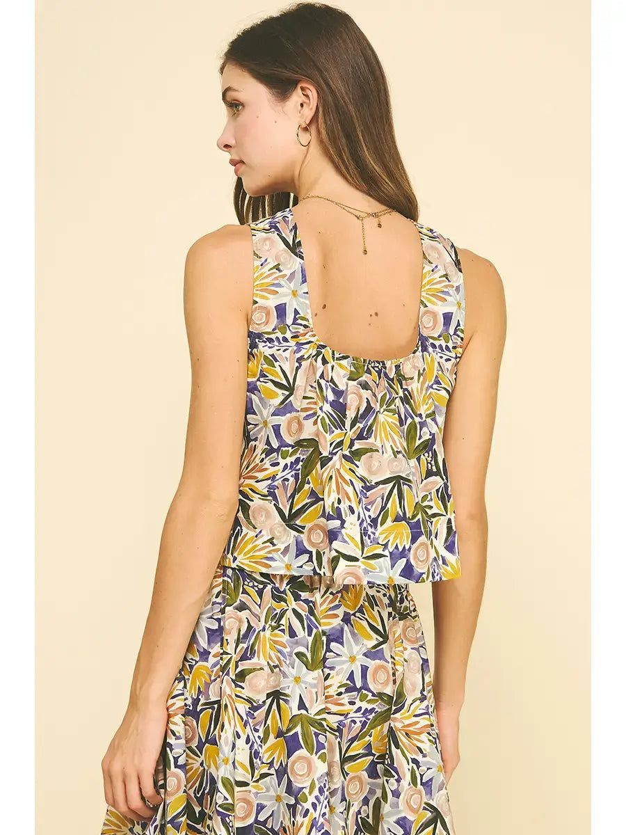 FLORAL PRINT SLEEVELESS TOP