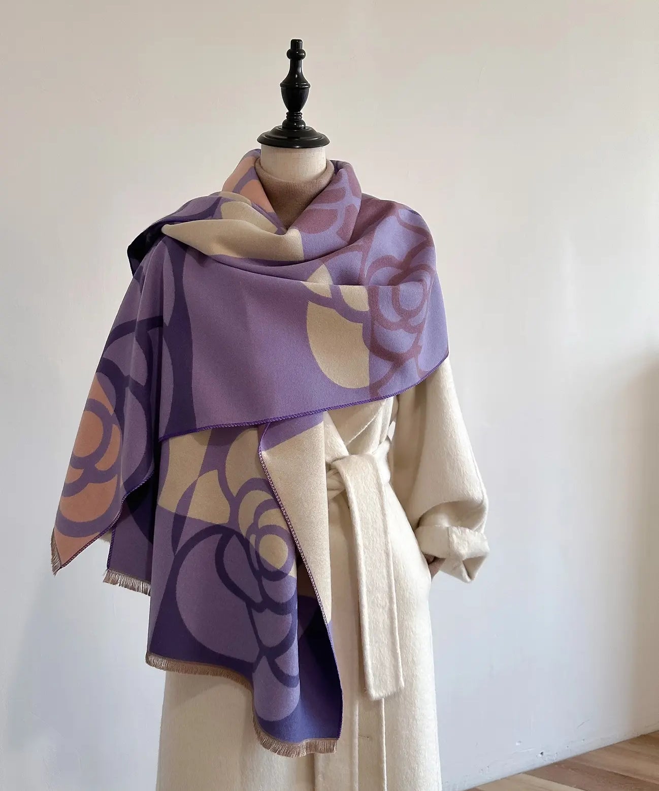 REVERSIBLE WRAP GEO ROSE PURPLE/IVORY
