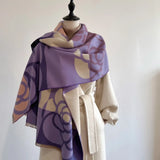 REVERSIBLE WRAP GEO ROSE PURPLE/IVORY