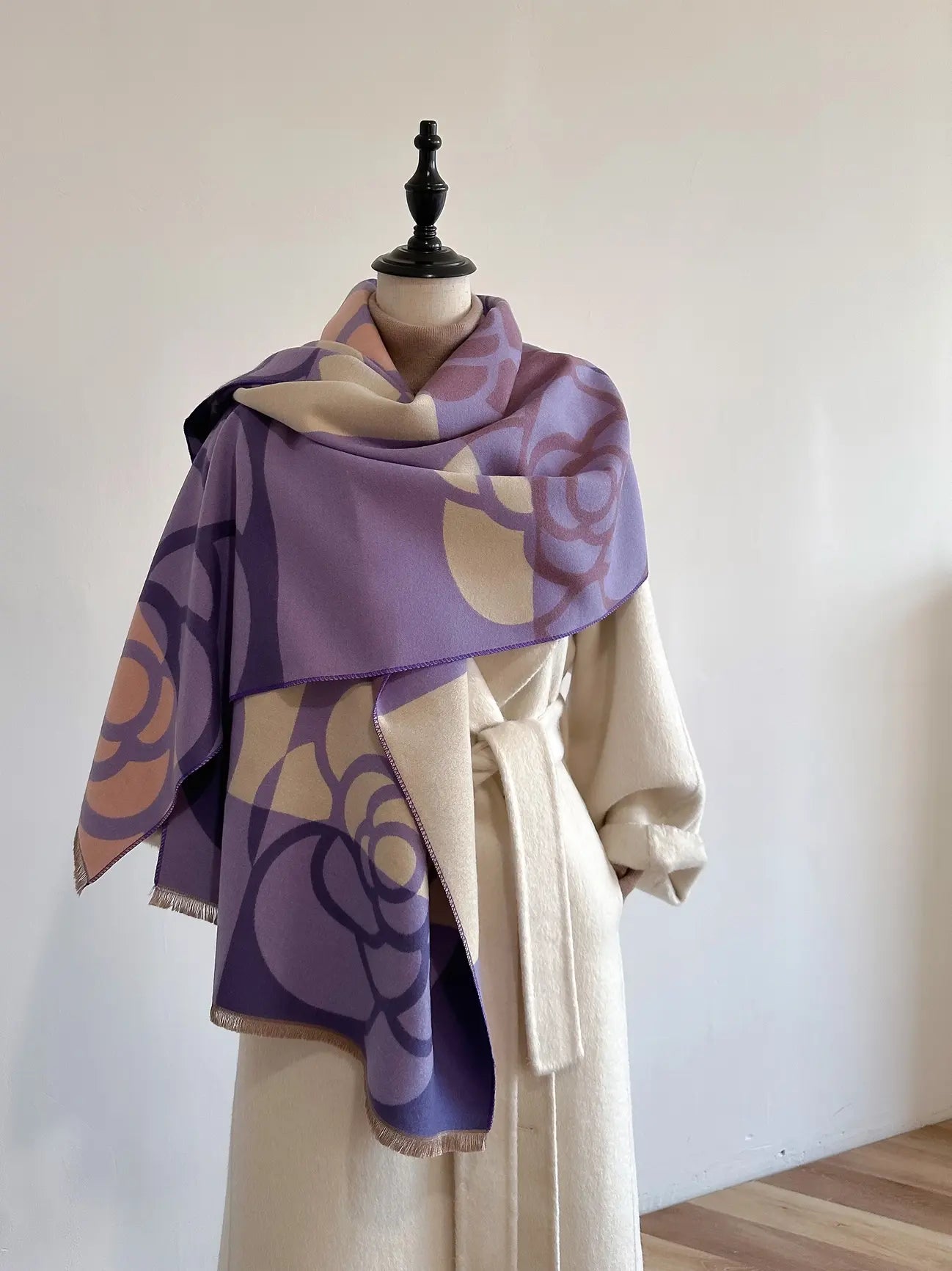 REVERSIBLE WRAP GEO ROSE PURPLE/IVORY
