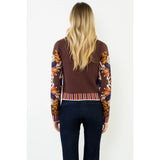 Floral V-Neck Cardigan w/ Gold Buttons