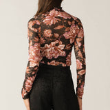 SHEER FLORAL LSLV BLOUSE