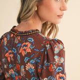 FLORAL PRINT BELTED MIDI