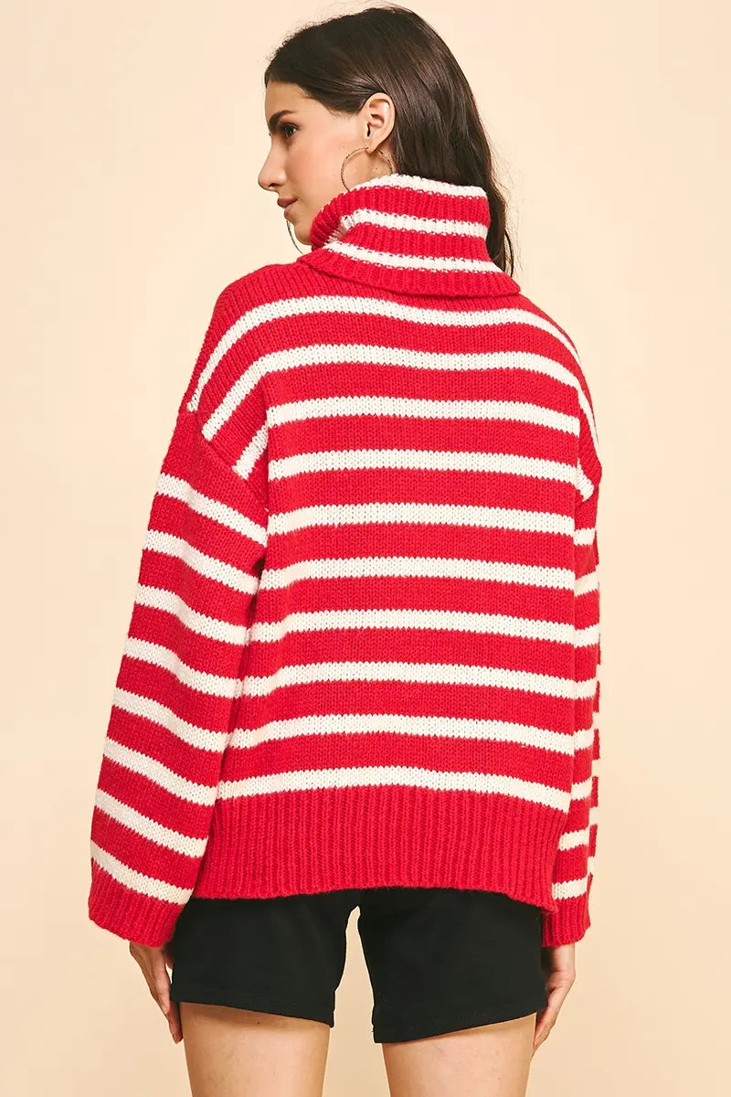 STRIPE TURTLE NECK SWEATER