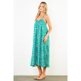 THIN STRAP PATTERN MIDI DRESS