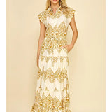 GEOMETRIC PRINT TIERED MAXI DRESS