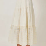 EMBROIDERED EYELET TIERED SKIRT