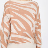 ANIMAL PATTERN DISTRESSED SWEATER