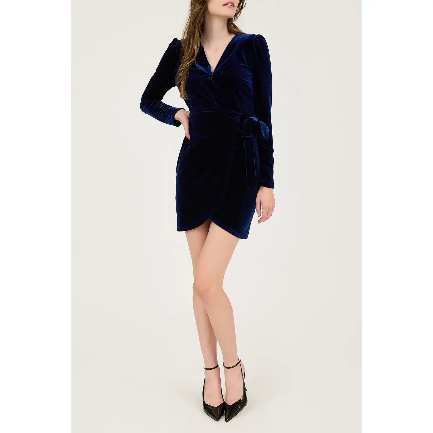 VELVET LONG SLEEVE WRAP MINI