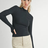 EVERYDAY MOCK NECK LSLV TOP (Additional Colors)