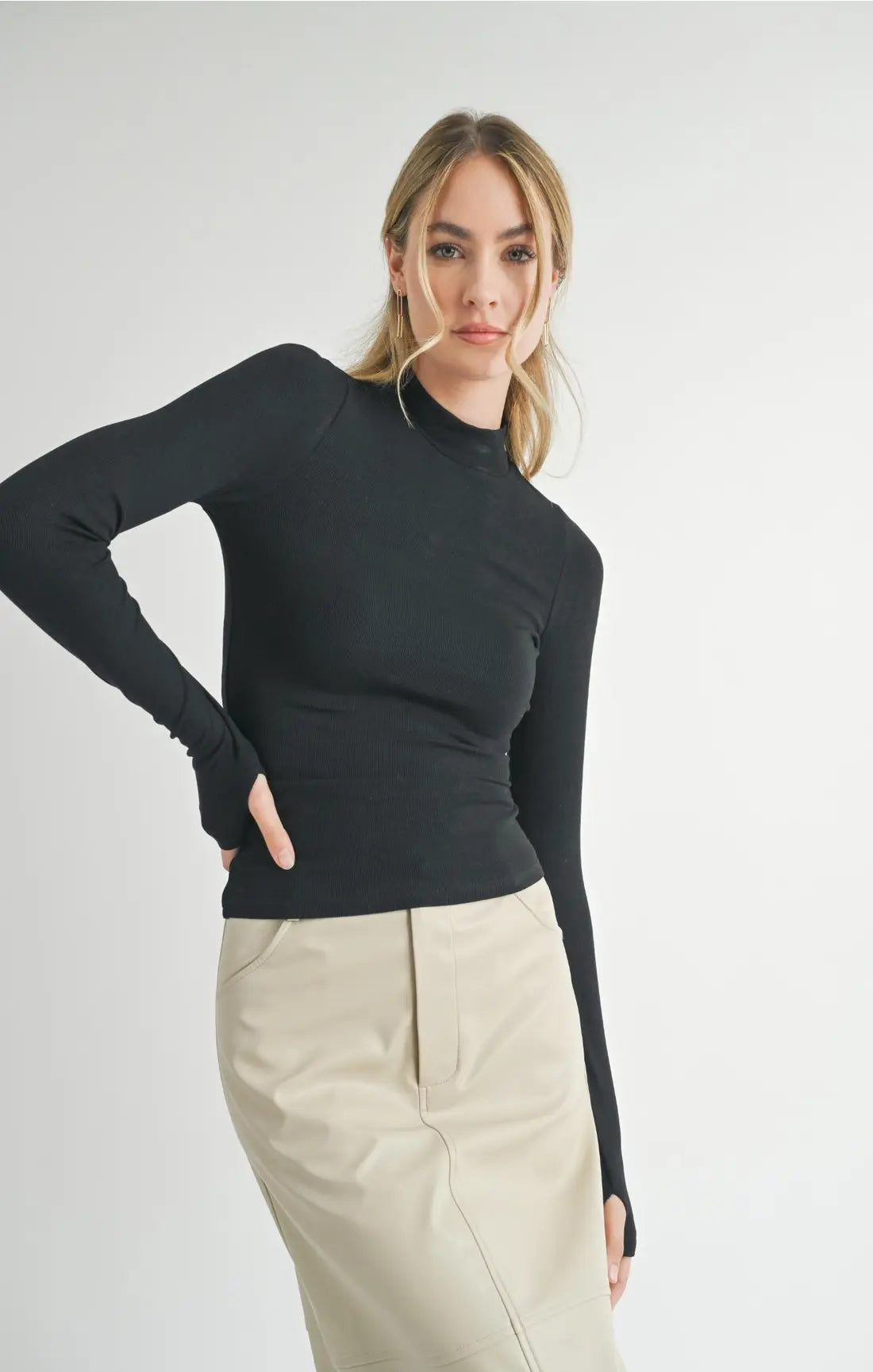 EVERYDAY MOCK NECK LSLV TOP (Additional Colors)