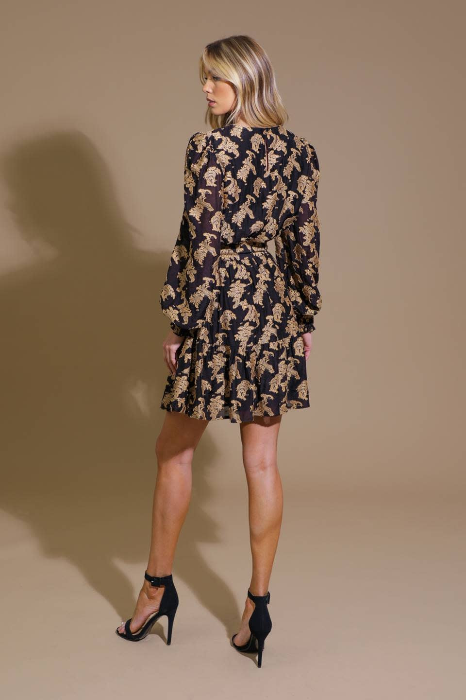 WOVEN JACQUARD MINI DRESS