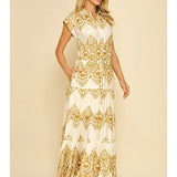 GEOMETRIC PRINT TIERED MAXI DRESS