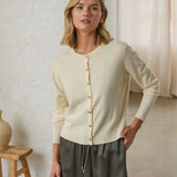 Machine Washable Knit Cardigan with Gold Buttons