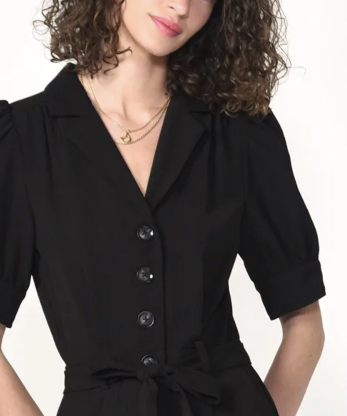 PUFF SSLV CREPE JUMPSUIT