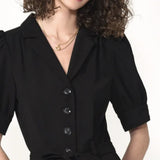 PUFF SSLV CREPE JUMPSUIT