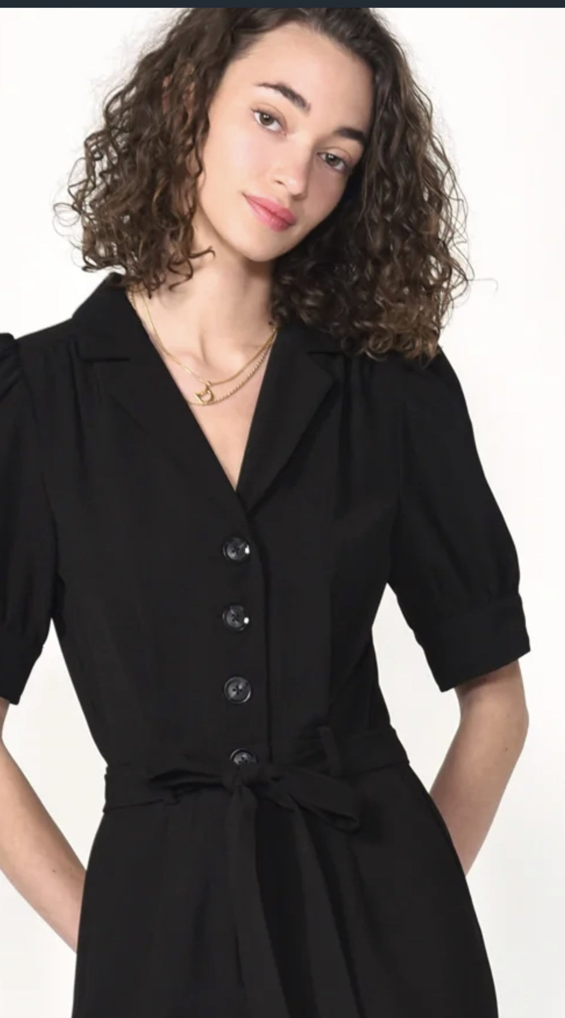 PUFF SSLV CREPE JUMPSUIT