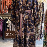 Split Neck LSLV Tiered Dress