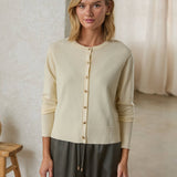 Machine Washable Knit Cardigan with Gold Buttons