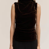 Mock Neck Velvet Sleeveless Top