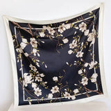 Silk Feel Magnolia Floral Print Square Scarf