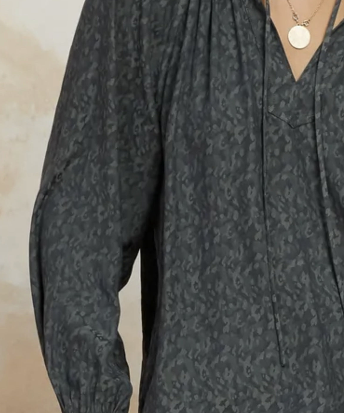 JACQUARD SELF TIE LSLV TOP