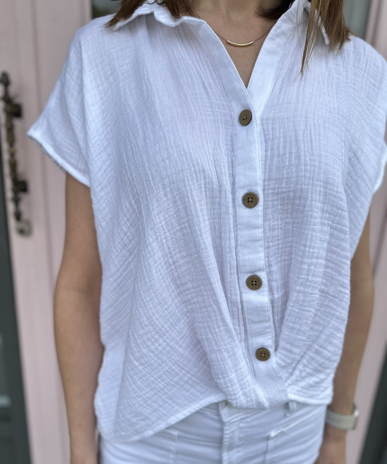 ALI FRONT KNOT GAUZE TOP