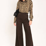Silky Leopard Button Down Blouse