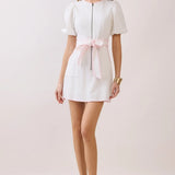 CONTRAST TRIM DETAIL ZIPPER MINI DRESS