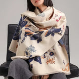 REVERSIBLE WRAP BLUE/ORANGE WILD LILIES