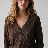 Texture Knit Wave Sweater