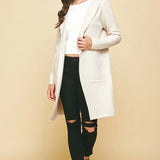 HOODED OPEN KNIT CARDIGAN