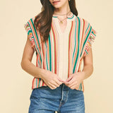 COLOR BLOCK CROCHET TOP