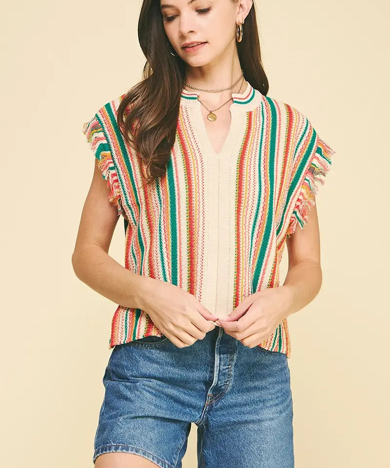 COLOR BLOCK CROCHET TOP