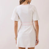 CONTRAST TRIM DETAIL ZIPPER MINI DRESS