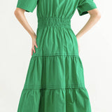 POUF SSLV TIERED MIDI DRESS