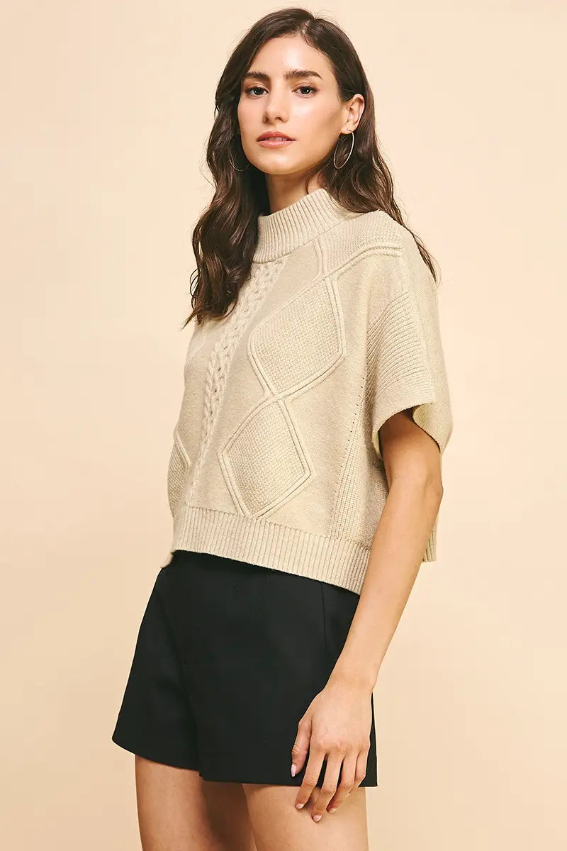 MOCK NECK SSLV SWEATER