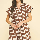 GEOMETRIC PRINT TUNIC MINI DRESS