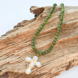 8mm Gemstone Necklace w/Cross
