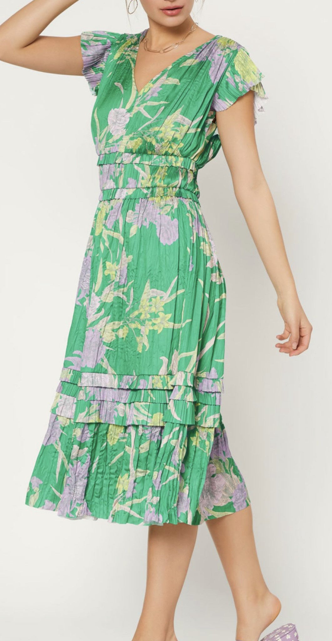 MULTI FLORAL MIDI DRESS