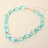 Translucent Resin Pebble Beaded Statement Necklace
